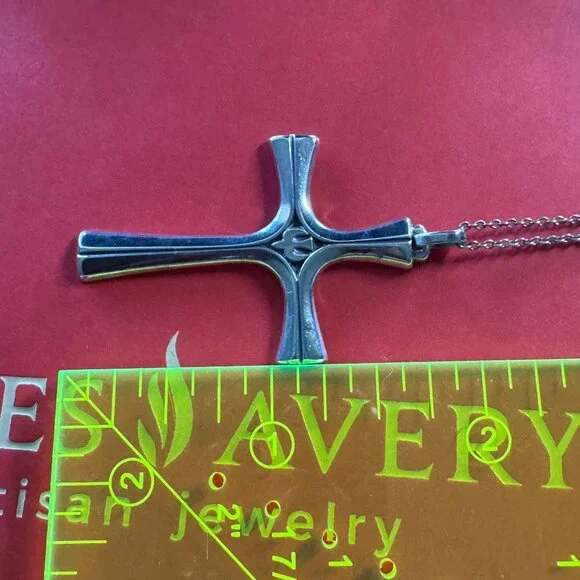 Retired Large James Avery Sterling Silver Serenity Descending Dove Cross 2.75”
